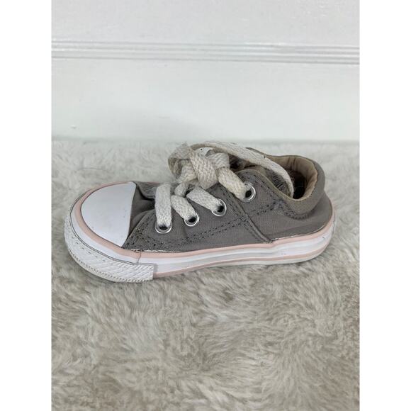 Converse All Star Toddlers Size 5 Gray & With Pink Canvas Low-Top Sneakers - Picture 6 of 9